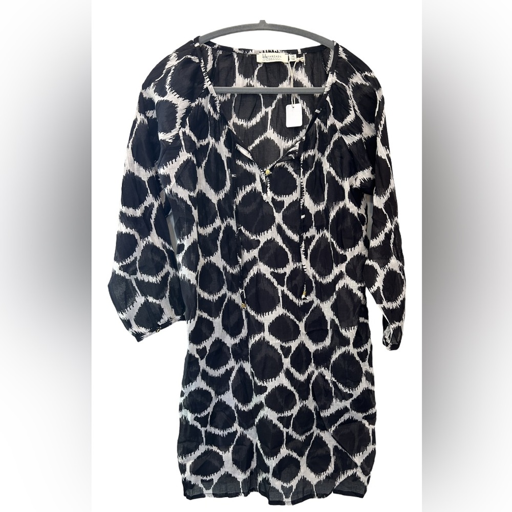 Cotton Caftan /Coverup in Chic Ikat Pattern